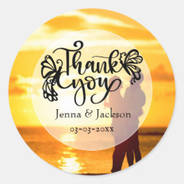 Anpassningsbar Photo Tack Bröllop Runt Klistermärke