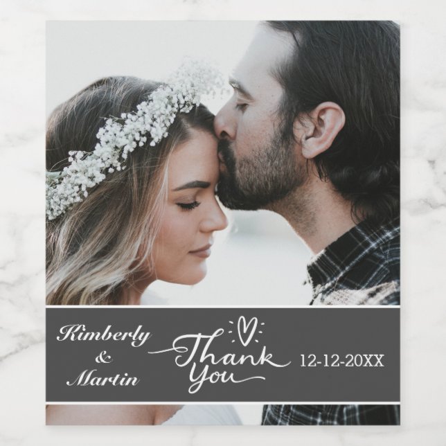 Anpassningsbar Photo Tack Bröllop Vinflaska Etikett (Singel etikett)