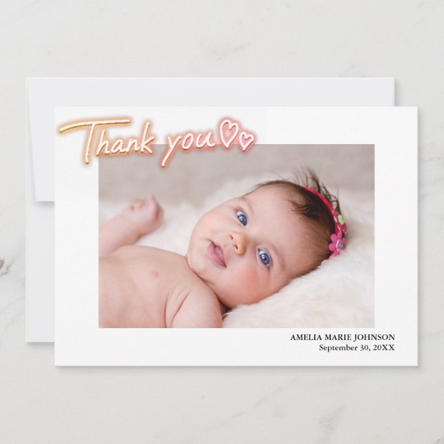 Anpassningsbar Photo Tack. Personlig Birth Meddelande (Framsida)