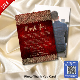 Anpassningsbar Photo Tack Red Guld Rustic Snöre Kort