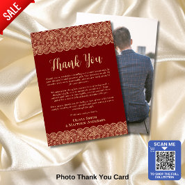 Anpassningsbar Photo Tack Rustic Red Guld Snöre Kort