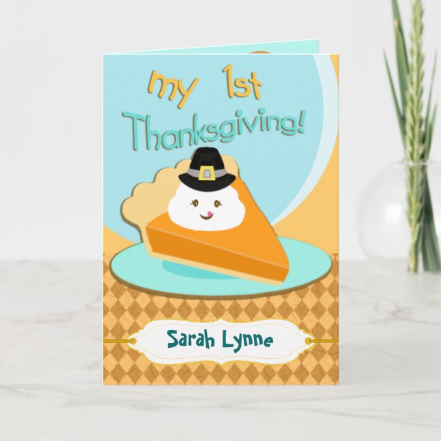 Anpassningsbar Photo & Text Baby första Thanksgivi Helgkort (Framsida)