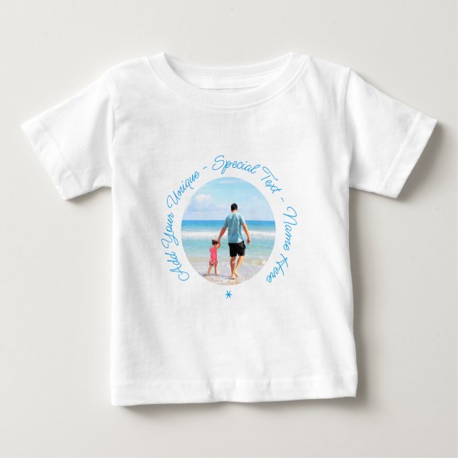 Anpassningsbar Photo Text Baby T-Shirt Your Family (Framsida)
