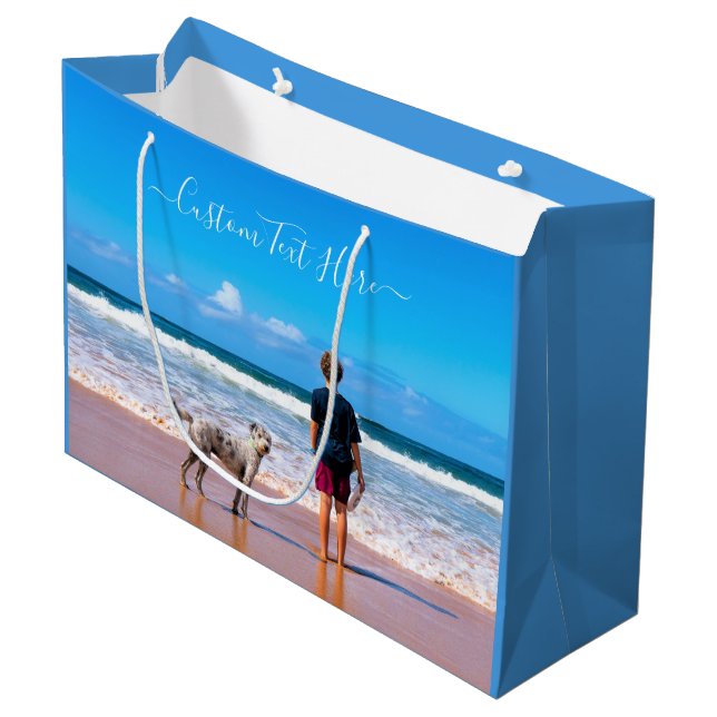 Anpassningsbar Photo Text Gift Bag dina foton med  (Framsidan Vinklad)