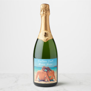Anpassningsbar Photo Text Sparkling Vin etikett di