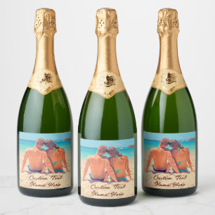 Anpassningsbar Photo Text Sparkling Vin etikett di