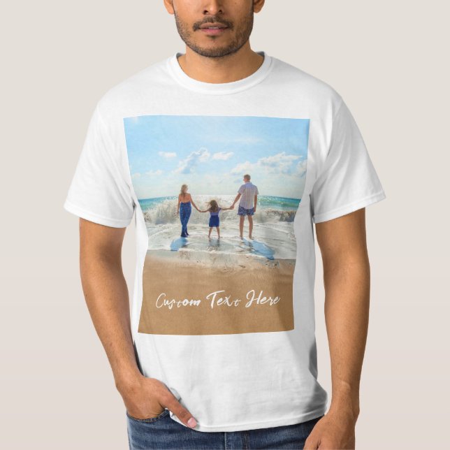 Anpassningsbar Photo Text T-Shirt Your Family Phot (Framsida)