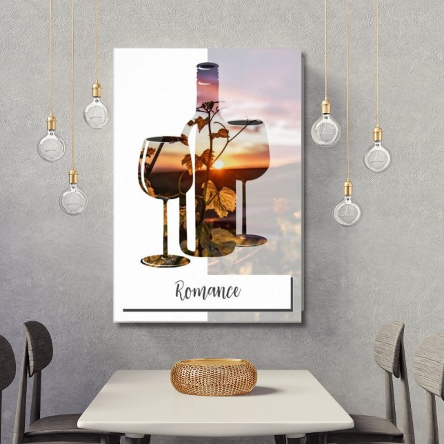 Anpassningsbar Photo & Text Vin Flaska och två gla Poster (Romance - Wine for Two)