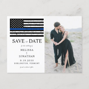 Anpassningsbar Photo Thin Blue Line Police Bröllop Meddelande Vykort