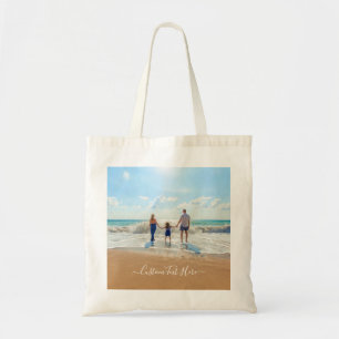 Anpassningsbar Photo Tote Bag med foton och text Tygkasse