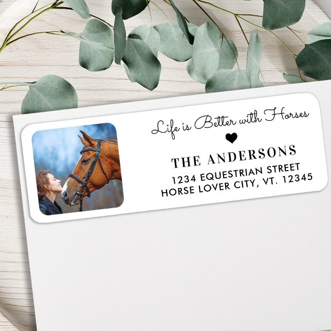 Anpassningsbar Photo Trendig Horse Lover Returadre Returadress Etikett (Skapare uppladdad)