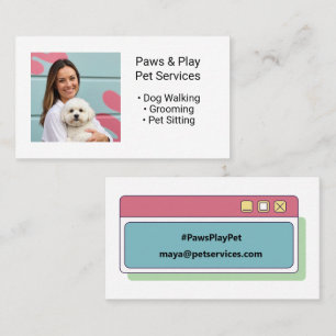 Anpassningsbar Photo Trendig Hund Pet Services red Visitkort