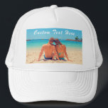 Anpassningsbar Photo Truckerkeps med foton och tex<br><div class="desc">Anpassningsbar Photo and Text Hat - Din egen design - Speciell - Personlig Family / Friends or Personal Truckerkepss / Caps Gift - Lägg till text och foto - Ändra storlek och flytta eller ta bort och lägg till inslag / bild med Anpassning verktyg. Du kan överföra designen till fler...</div>