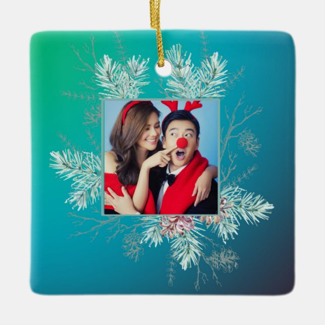 Anpassningsbar Photo Two Sided Gräs Cone Ram Julgransprydnad Keramik (Framsida)