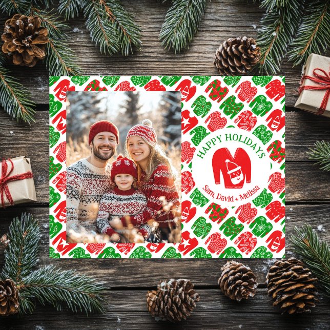 Anpassningsbar PHOTO (Uggla) Julkort (Ugly Christmas Sweaters CUSTOM PHOTO Holiday Card
)