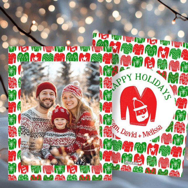 Anpassningsbar PHOTO (Uggla) Julkort (Ugly Christmas Sweaters CUSTOM PHOTO Holiday Card
)