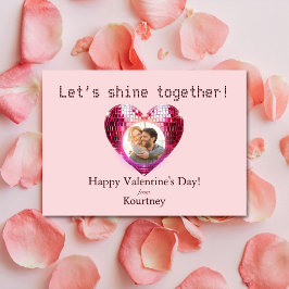 Anpassningsbar Photo Valentine Day Disco Heart Car Julkort