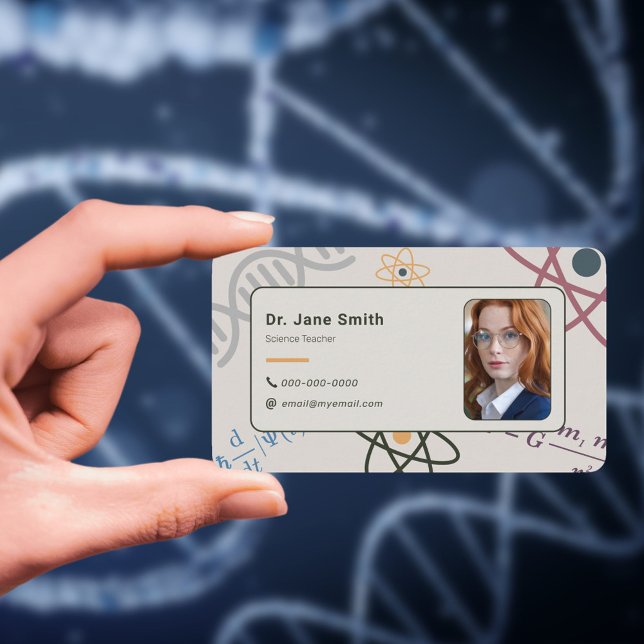 Anpassningsbar Photo - Vetenskapslärare Visitkort (Custom Photo - Science Teacher Business Card)