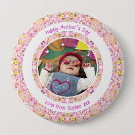 Anpassningsbar Photo Vibrant Rosa Lycklig Grönt Mo Knapp