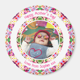 Anpassningsbar Photo Vibrant Rosa Lycklig Grönt Mo Magnet