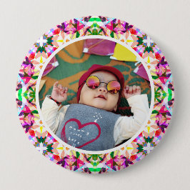 Anpassningsbar Photo Vibrant Rosa Mor's Day Keepsa Knapp