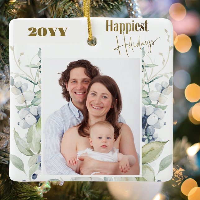 Anpassningsbar Photo, vilket år som helst, Happies Julgransprydnad Keramik (Skapare uppladdad)