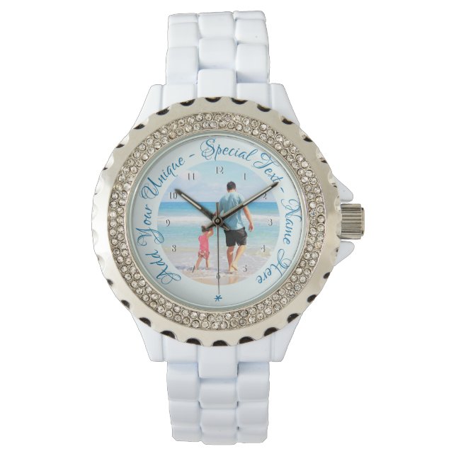 Anpassningsbar Photo Watch Gift med foton och text Armbandsur (Framsida)