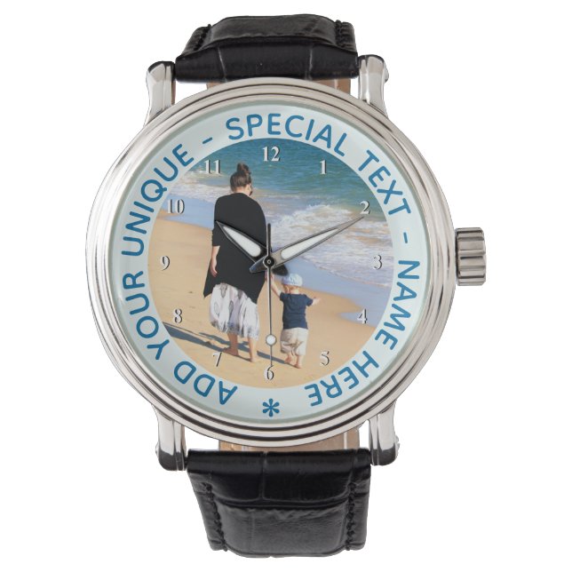 Anpassningsbar Photo Watch med foton och text Armbandsur (Framsida)