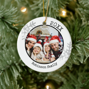 Anpassningsbar Photo White Snowflake Julgransprydnad Keramik