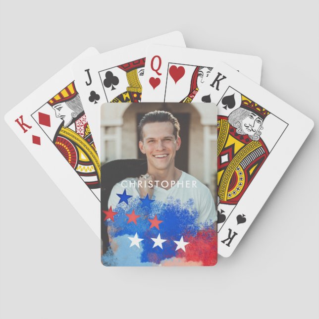 Anpassningsbar Photo with America Flagga Casinokort (Baksidan)