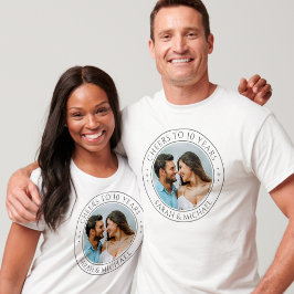 Anpassningsbar Photo & Year Bröllop-årsdag Par T Shirt