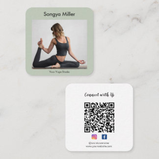 anpassningsbar Photo Yoga Instructor Massage Thera Fyrkantigt Visitkort