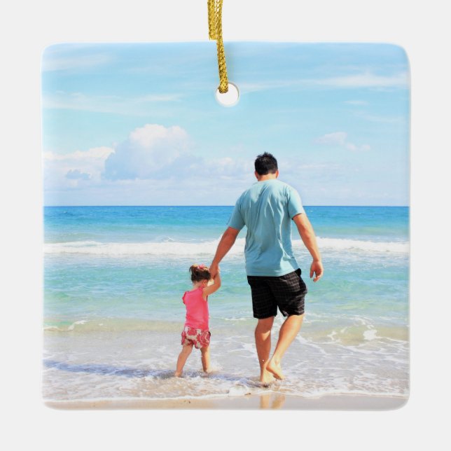 Anpassningsbar Photo Your own Design Best Pappa -  Julgransprydnad Keramik (Framsida)