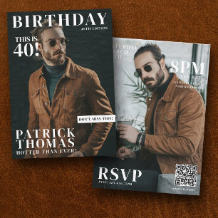 Anpassningsbar Photos Birthday Magazine Cover Male Inbjudningar