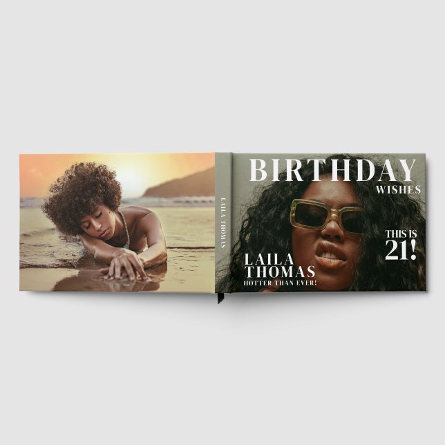 Anpassningsbar Photos Födelsedagsfest Magazine Cov Gästböcker (Full)