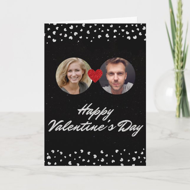 Anpassningsbar Photos Glitter Valentine Card Kort (Framsida)