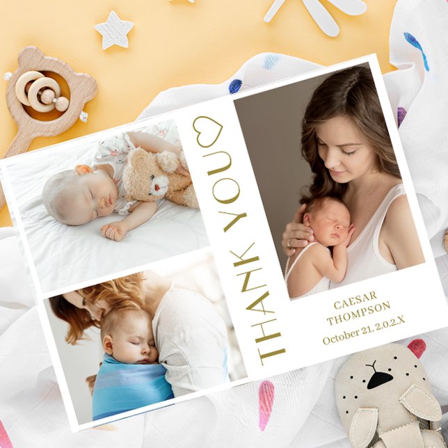 Anpassningsbar Photos Modern Baby Shower Tack Invi Inbjudningar (Skapare uppladdad)