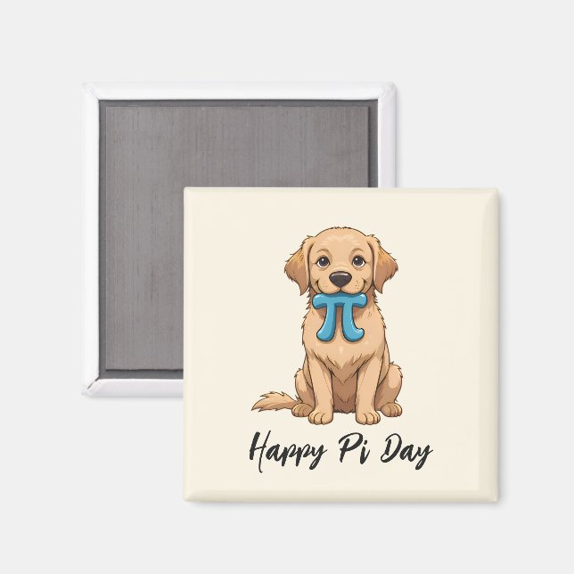 Anpassningsbar Pi Day-Hund med Pi-symbol | Lycklig Magnet (Front/Back)