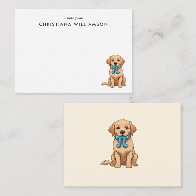 Anpassningsbar Pi Day-Hund med Pi-symbol | Pi Day Anteckningskort (Fram/baksida)