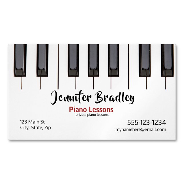 Anpassningsbar Piano Lesson Business Magnetiska Visitkort (Framsida)