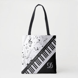 Anpassningsbar Piano Musik noter Monogram Black Wh Tygkasse