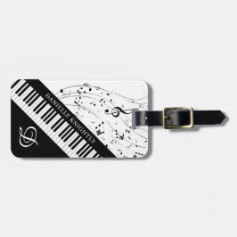 Anpassningsbar Piano Musik noter Script Namn Black Bagagebricka