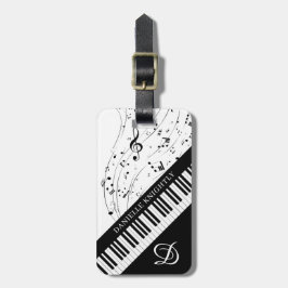 Anpassningsbar Piano Musik noter Script Namn Black Bagagebricka