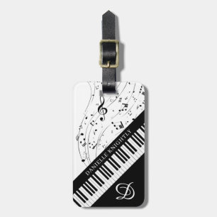Anpassningsbar Piano Musik noter Script Namn Black Bagagebricka