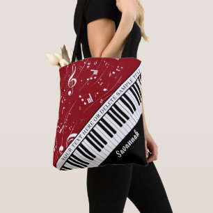 Anpassningsbar Piano Musik noter Script Namn Black Tygkasse