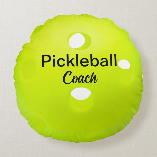 Anpassningsbar Pickleball Coach Keepsak Rund Kudde (Framsidan)