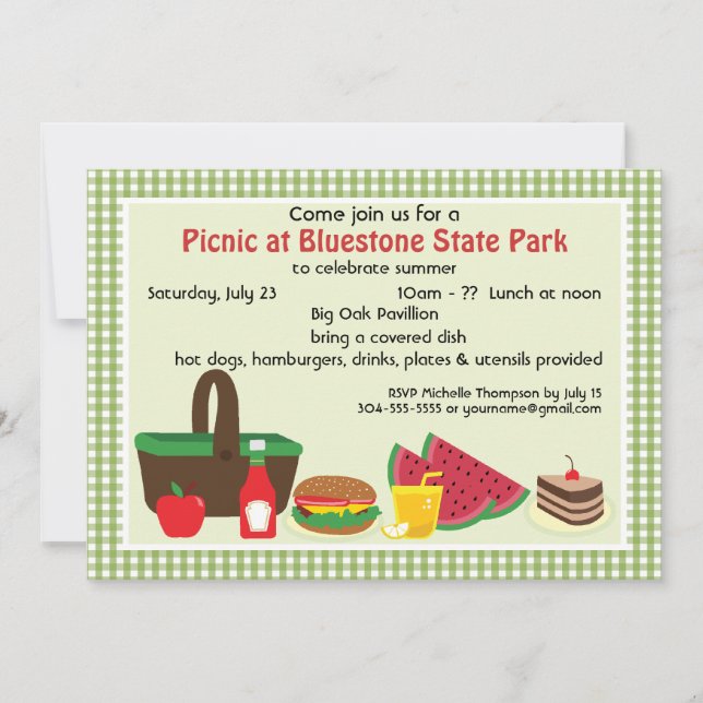 Anpassningsbar Picnic i parken Inbjudningar (Framsida)