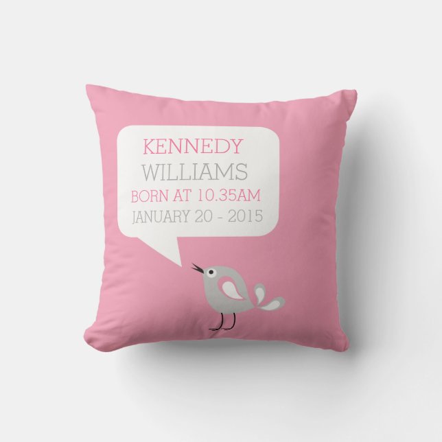 Anpassningsbar Pillow för fågelskalet baby | Rosa  Kudde (Framsida)