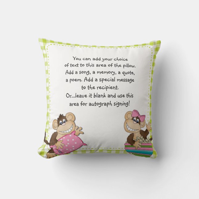 Anpassningsbar Pillow för Monkey Slumber Party Kudde (Framsida)