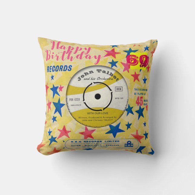 Anpassningsbar Pillow Retro Vinyl Record 45 varv/m Kudde (Framsida)
